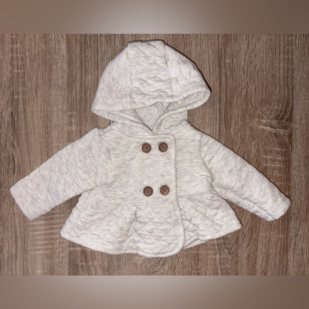 White Quilted Hooded Jacket with Floral Leggings